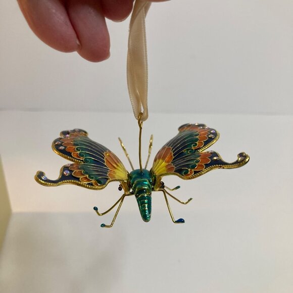 Pier 1 Imports Cloisonne Butterfly Christmas Ornament 3" Glass Enamel - Picture 5 of 9
